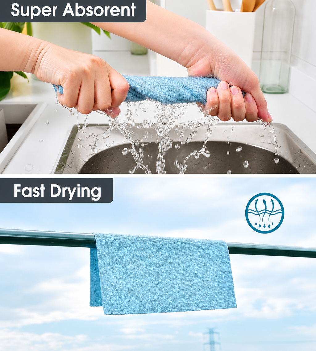Microfiber Reusable Cleaning Cloths (Pack of 25) | Ultra Absorbent, Washable & Multipurpose Cleaning Towels